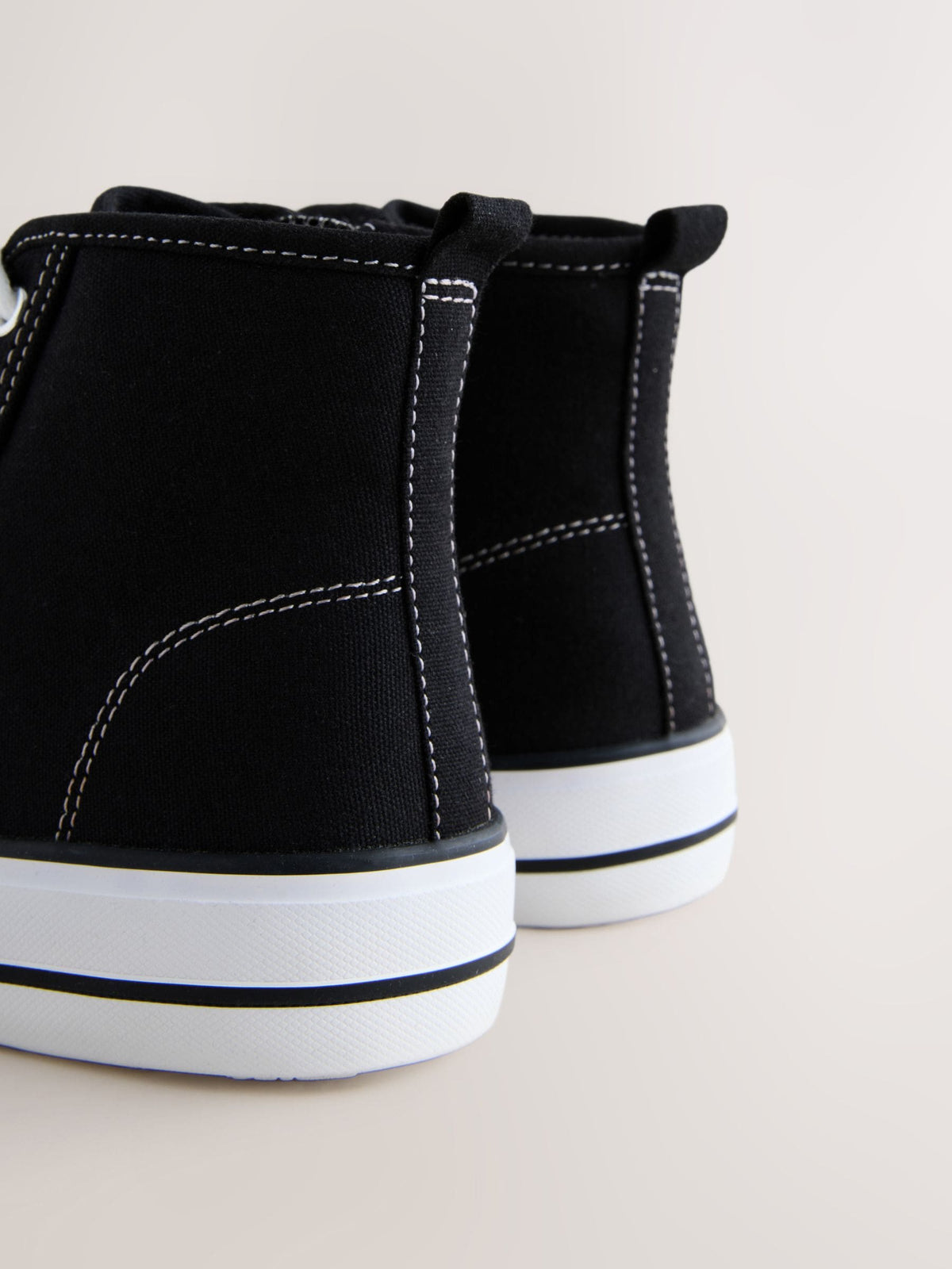 Black Canvas Standard Fit (F) Lace Up High Top Trainers