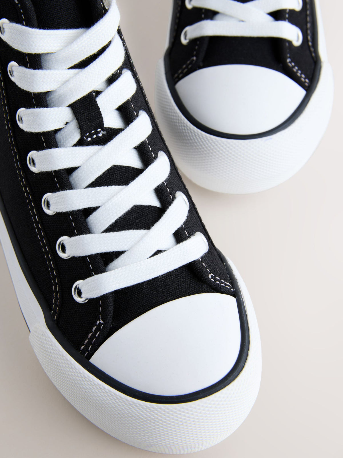 Black Canvas Standard Fit (F) Lace Up High Top Trainers