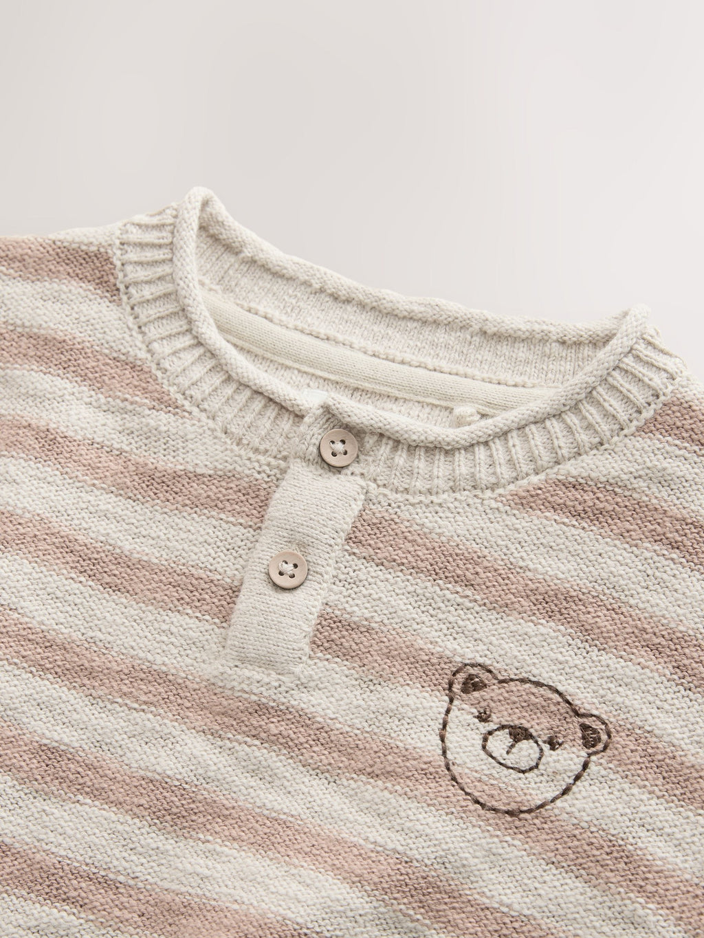 Neutral Bear Knitted Henley Jumper (3mths-7yrs)