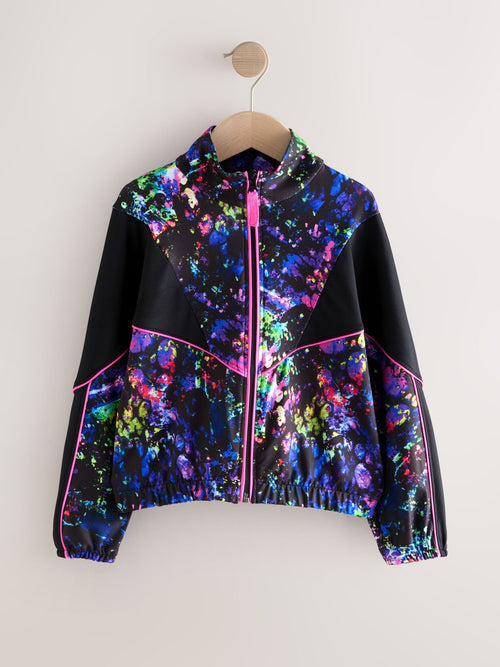 Black Multi Splat Sports Zip Through Jacket (3-16yrs)