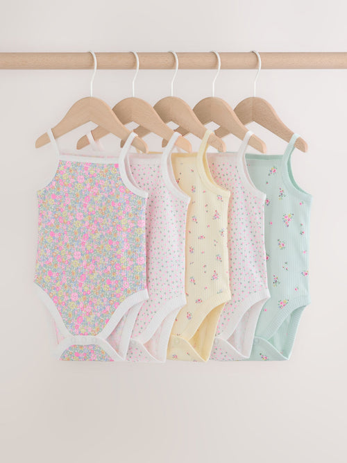 Pink/Blue Vest Baby Bodysuits 5 Pack