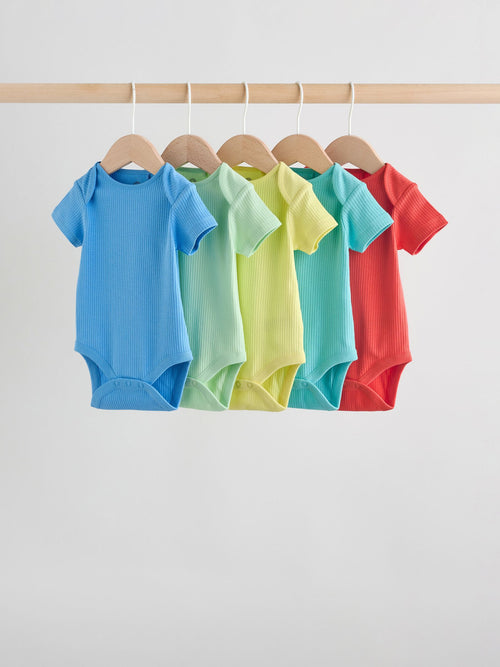 Multi Brights Short Sleeve Baby Bodysuits 5 Pack