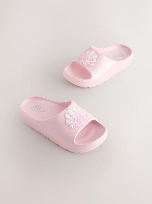 Pink Glitter Seashell Sliders