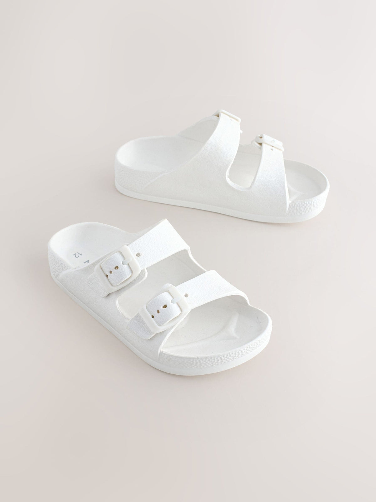 White Buckle Sliders