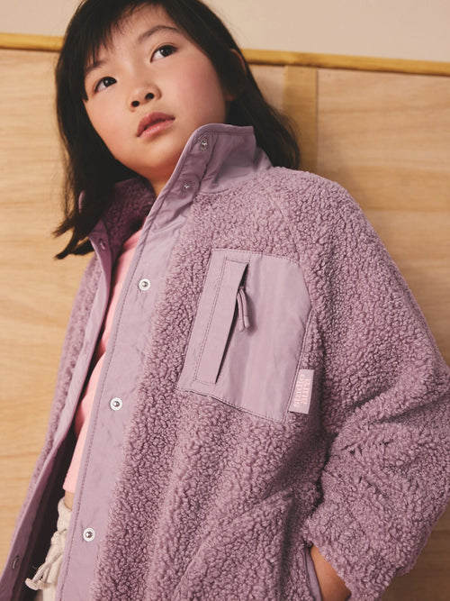 Lilac Purple Button Up Fleece Jacket (3-16yrs)