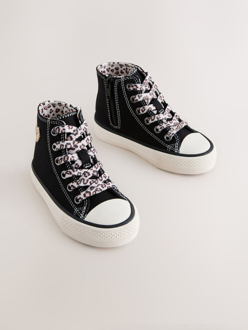 Black/Animal Standard Fit (F) High Top Trainers