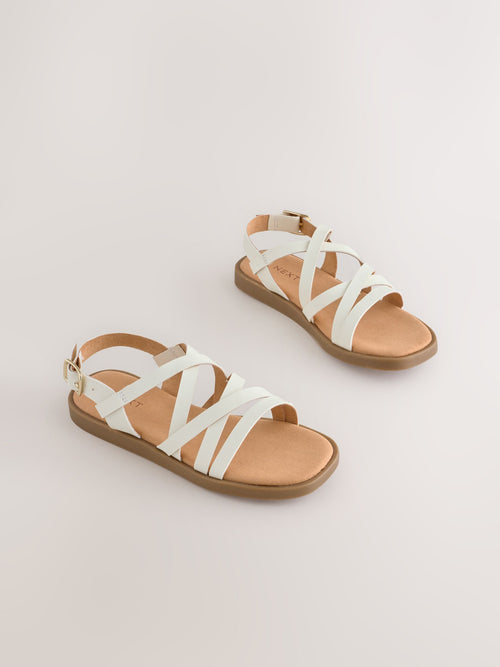 White Wide Fit (G) Strappy Sandals