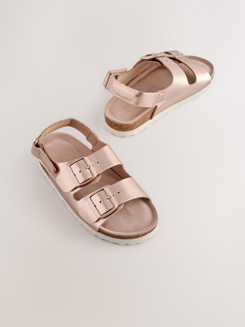 Rose Gold Standard Fit (F) Touch and Close Corkbed Sandals