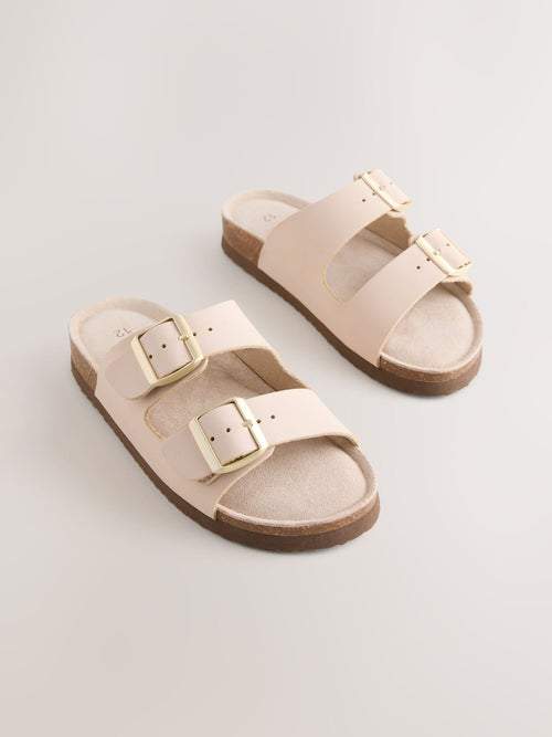 Neutral Leather Corkbed Sandals