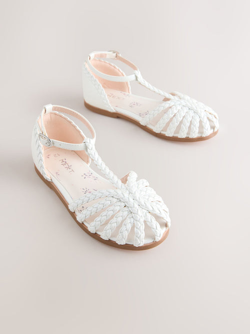 White Plaited Fisherman Sandals