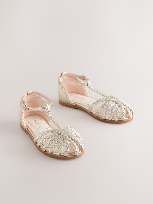 Gold Plaited Fisherman Sandals