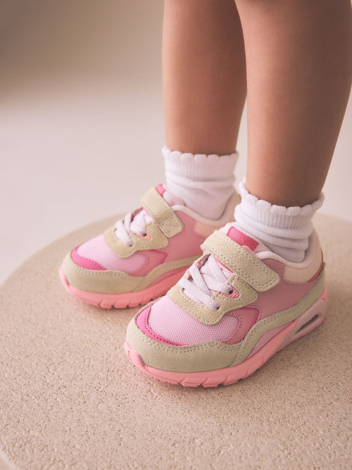 Pink Elastic Lace Chunky Trainers