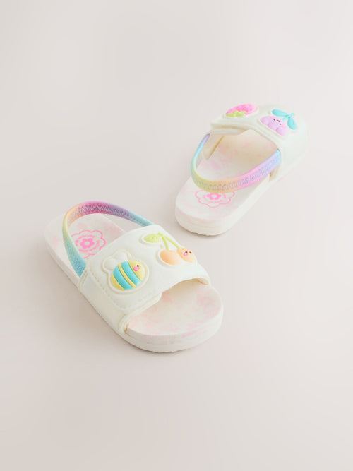 White/Pink Elastic Back Sliders