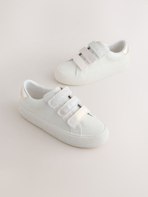White Touch Fastening Standard Fit (F) Low Top Trainers