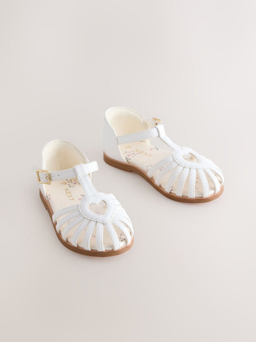White Standard Fit (F) Fisherman Heart Occasion Sandals