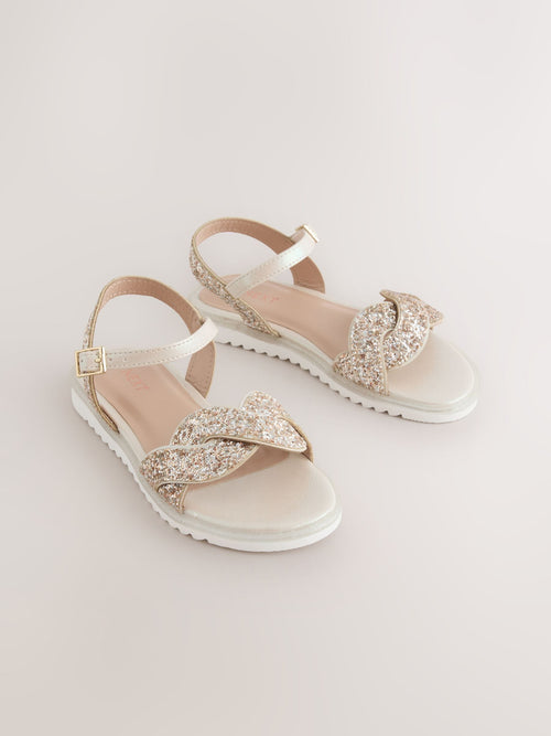 Gold Glitter Occasion Sandals