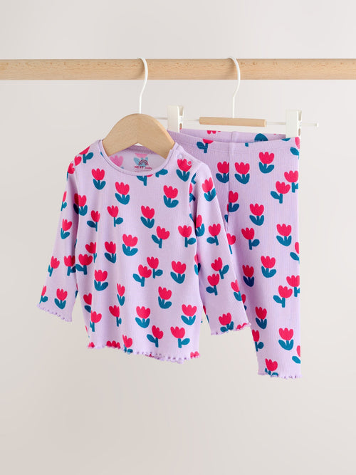 Purple Flower Baby Top and Leggings Set 2 Piece (0mths-2yrs)