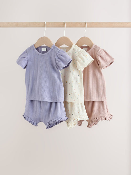 Purple Floral Short Sleeve Top and Shorts Baby Set 6 Piece (0mths-2yrs)