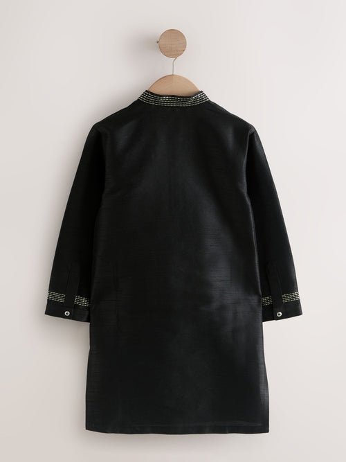 Black Embroidered Kurta Shirt (3mths-16yrs) (3mths-16yrs)
