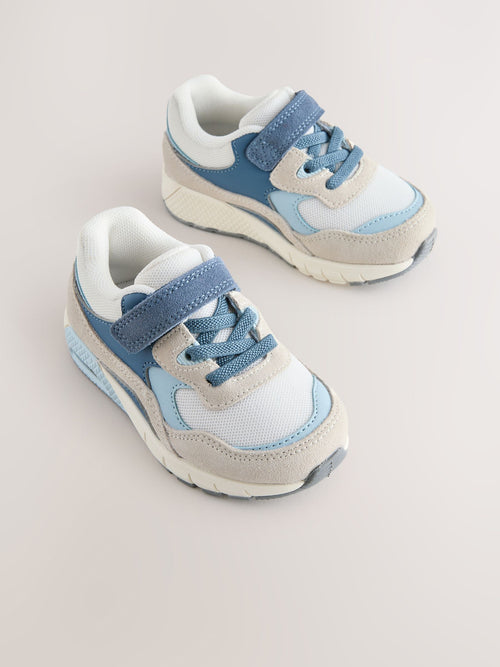 Blue/Neutral Wide Fit (G) Elastic Lace Trainers