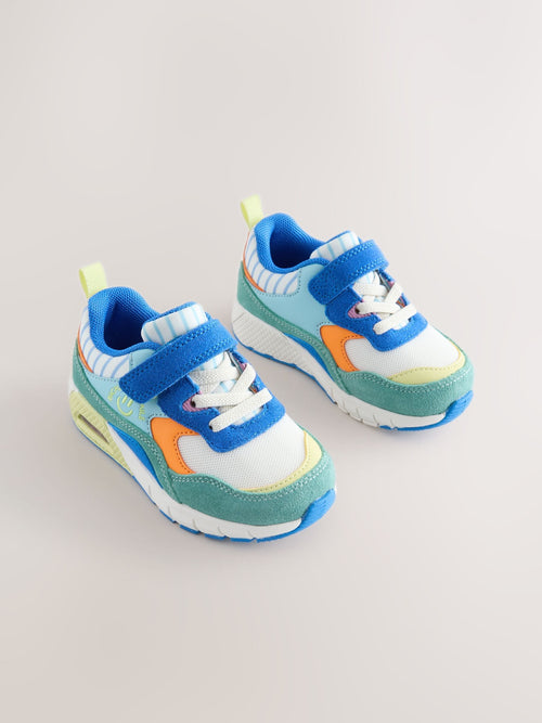 Blue/Green Wide Fit (G) Elastic Lace Trainers
