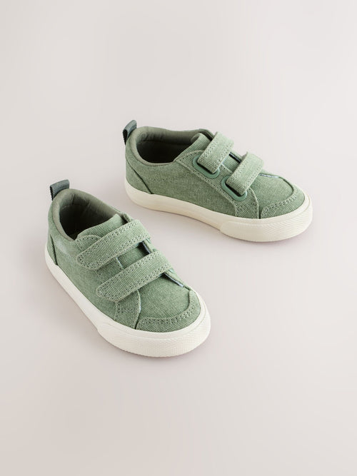 Sage Green Standard Fit (F) Two Strap Touch Fastening Trainers