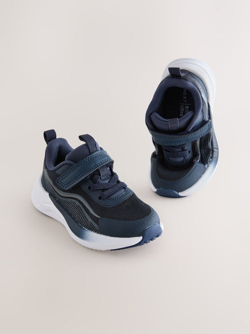 Navy Standard Fit (F) Touch Fastening Elastic Lace Trainers