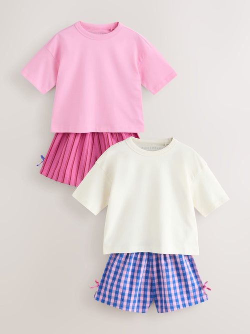 Blue/Pink Woven Bottom Pyjamas 2 Pack (3-16yrs)