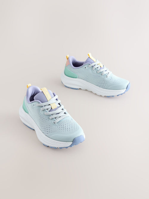 Light Blue Lace Up Mesh Trainers