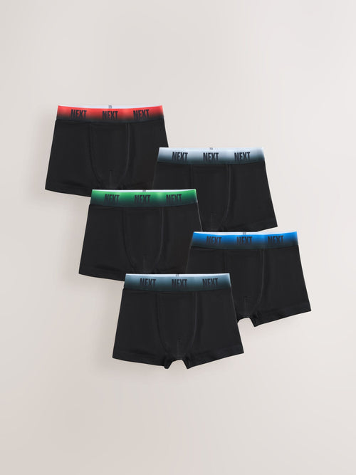 Black with Ombre Waistband Trunks 5 Pack (1.5-16yrs)