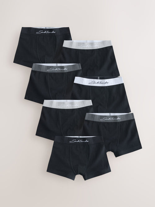 Black Subscribe Waistband Trunks 7 Pack (2-16yrs)