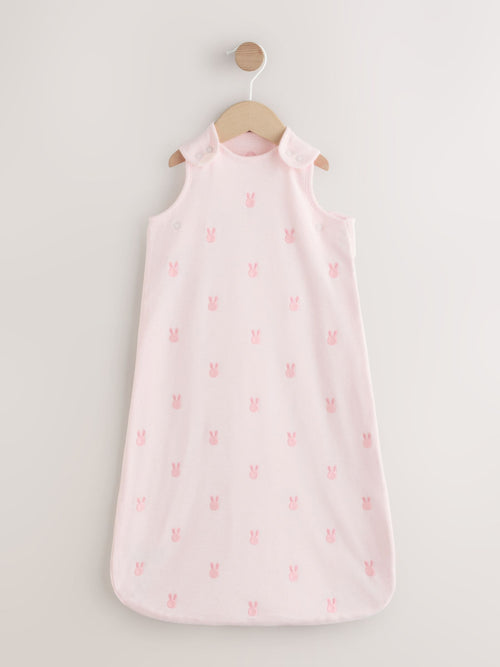 Pink Embroidered Bunny 1 Tog Sleeveless Baby Sleepbag