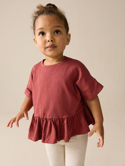 Rust Brown Short Sleeve Peplum T-Shirt (3mths-7yrs)