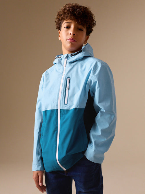 Blue Colour Block Waterproof Anorak Jacket (3-16yrs)