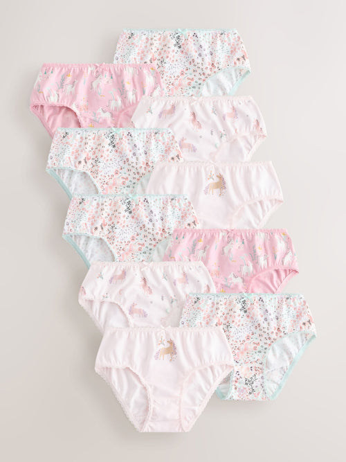 Pink Unicorn Briefs 10 Pack (1.5-16yrs)