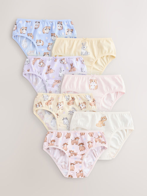 Pink/Yellow Animals Briefs 7 Pack (1.5-14yrs)