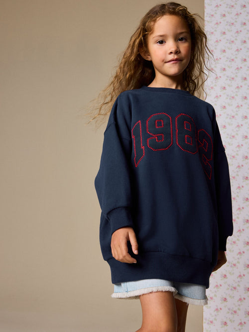 Navy Slogan Sweatshirt (3-16yrs)