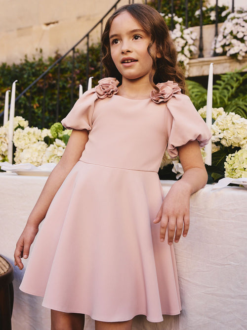 Pink Flower Corsage Occasion Dress (3-16yrs)