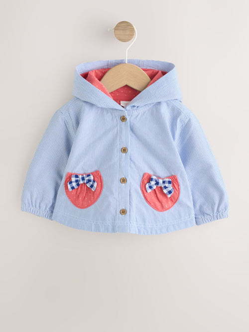 Blue Striped Strawberry Pocket Baby Hooded Jacket (0mths-2yrs)