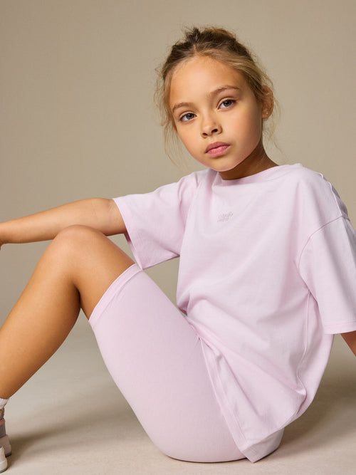 Pink Studio Aura Oversized T-Shirt Cycling Shorts Set (3-16yrs)