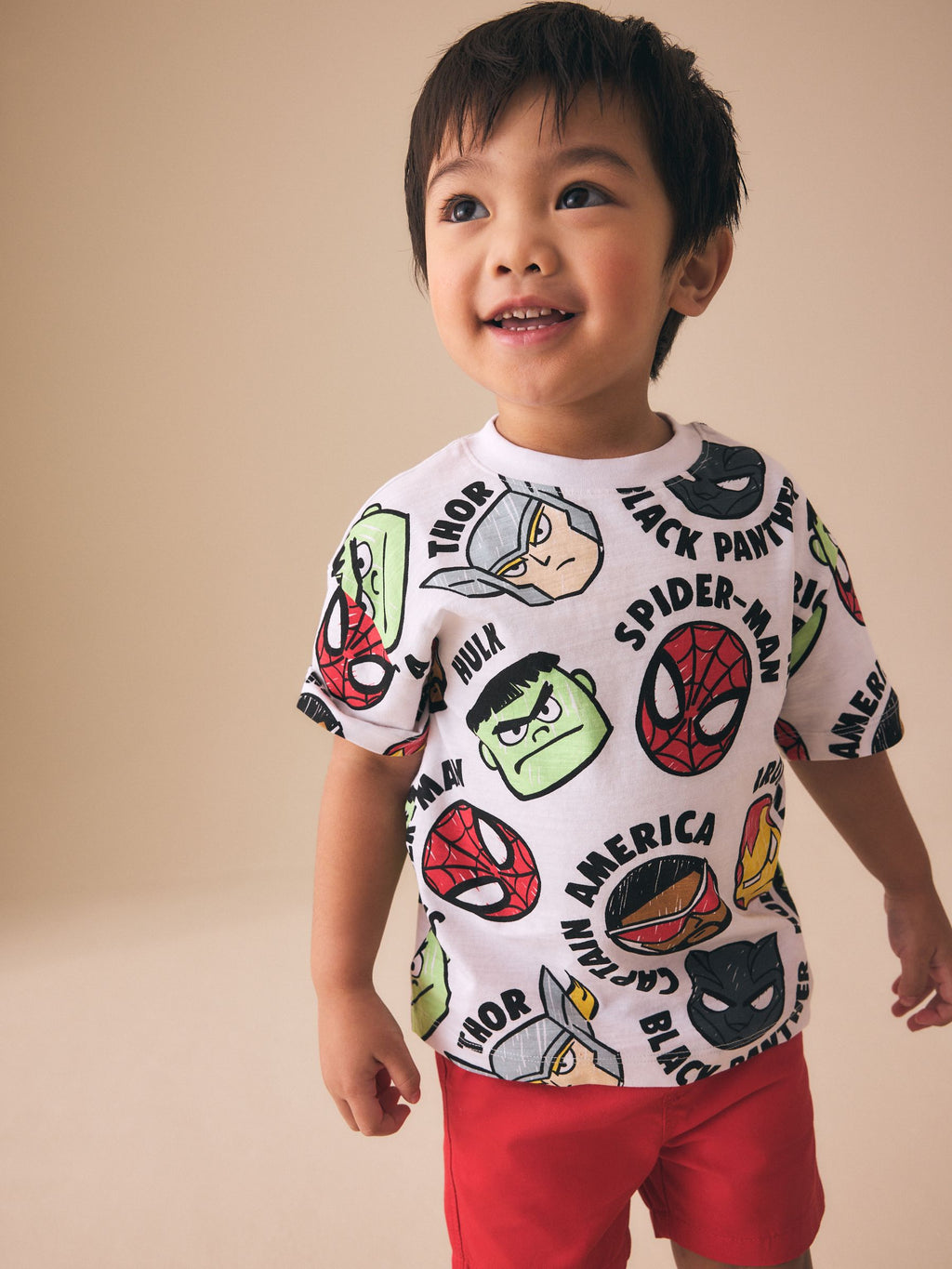 White Marvel Short Sleeve Cotton T-Shirt (6mths-8yrs)