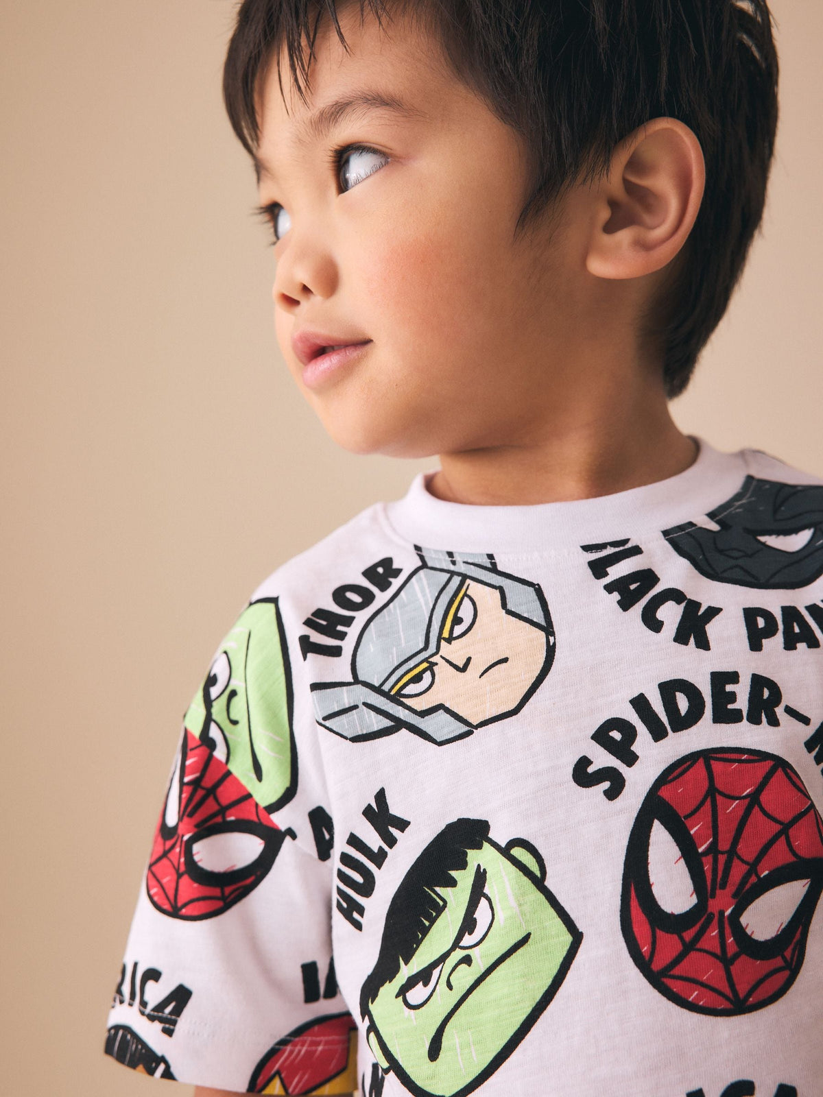 White Marvel Short Sleeve Cotton T-Shirt (6mths-8yrs)