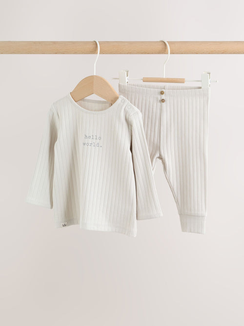 Grey Hello World Top and Leggings Baby Set (0-18mths)