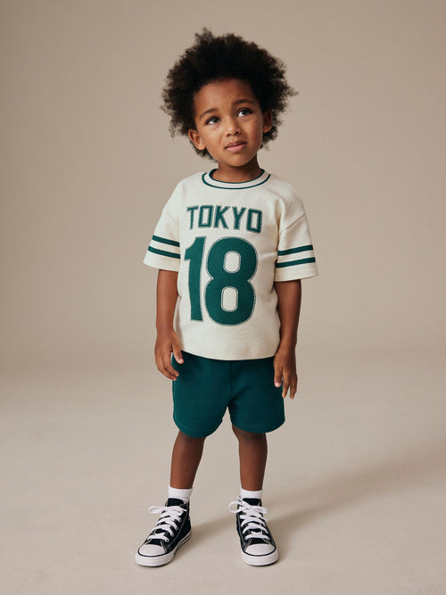 Cream Varsity Short Sleeve Graphic T-Shirt (3mths-7yrs)