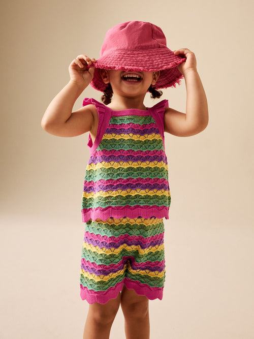 Bright Stripe Knitted Top And Shorts Set (3mths-7yrs)