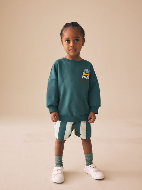 Dark Green Crew Neck Sweatshirt and Shorts Set (3mths-7yrs) (3mths-7yrs)