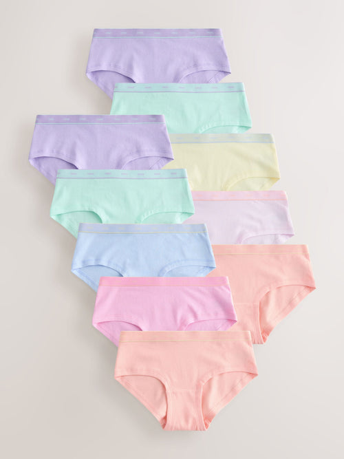 Pastel Pink/Lilac Hipster Briefs 10 Pack (2-16yrs)