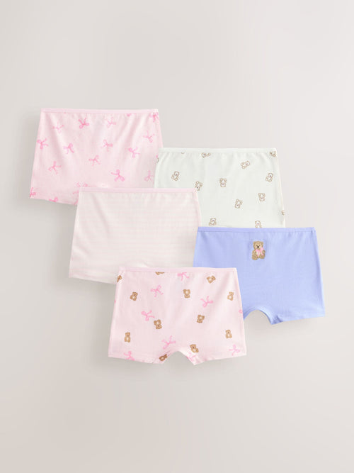 Pink Bear/Bow Short Briefs 5 Pack (2-16yrs)