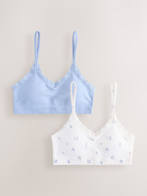 White/Blue Seamfree Strappy Crop Top (7-16yrs)