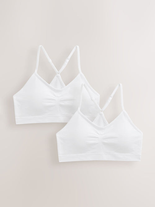 White Racer Back Seam Free Crop Tops 2 Pack (7-16yrs)